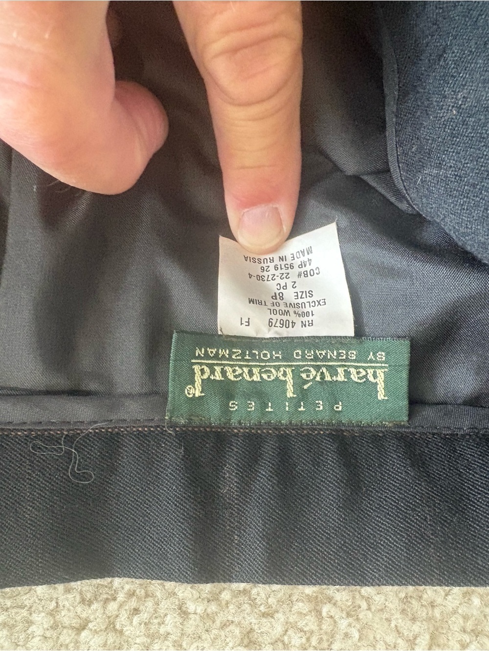 Harve Benard Black Pinstripe Pantsuit with Tailored Jacket - Picture 2 of 8